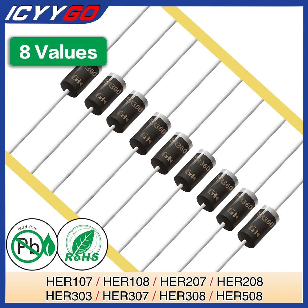 Her508 Her308 Her307 Her303 Her208 Her207 Her108 Her107 Raddrizzatore Ad Alta Efficienza Do-201Ad Diodo Do-41 Do-15 Assiale 50-70Ns