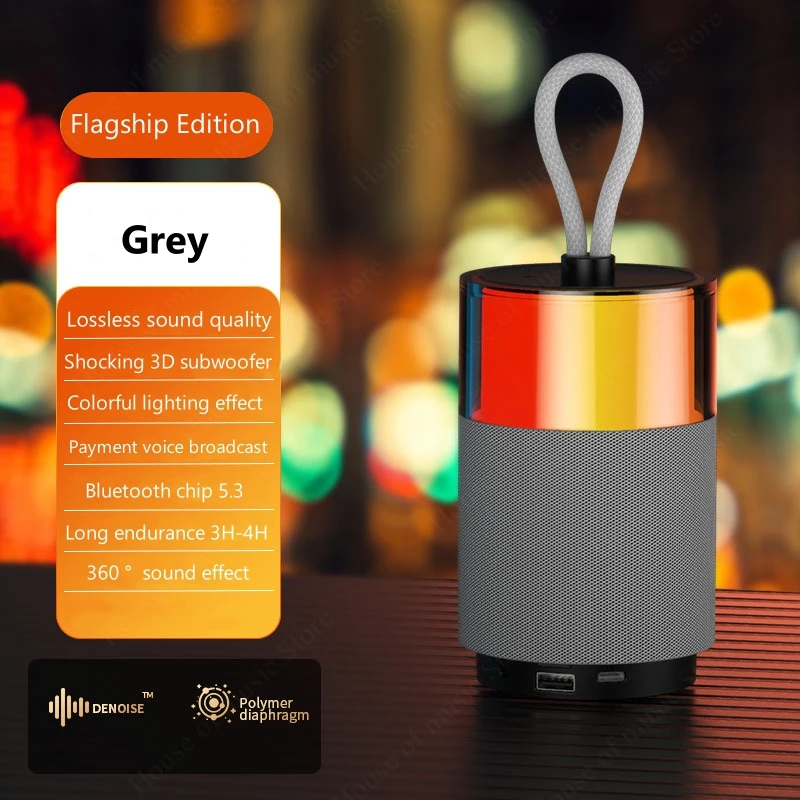 

LED Mini Bass Portable Wireless Bluetooth Speakers Surround Sound Effect Support TF Card/USB Play of Outdoor Small Steel Cannons