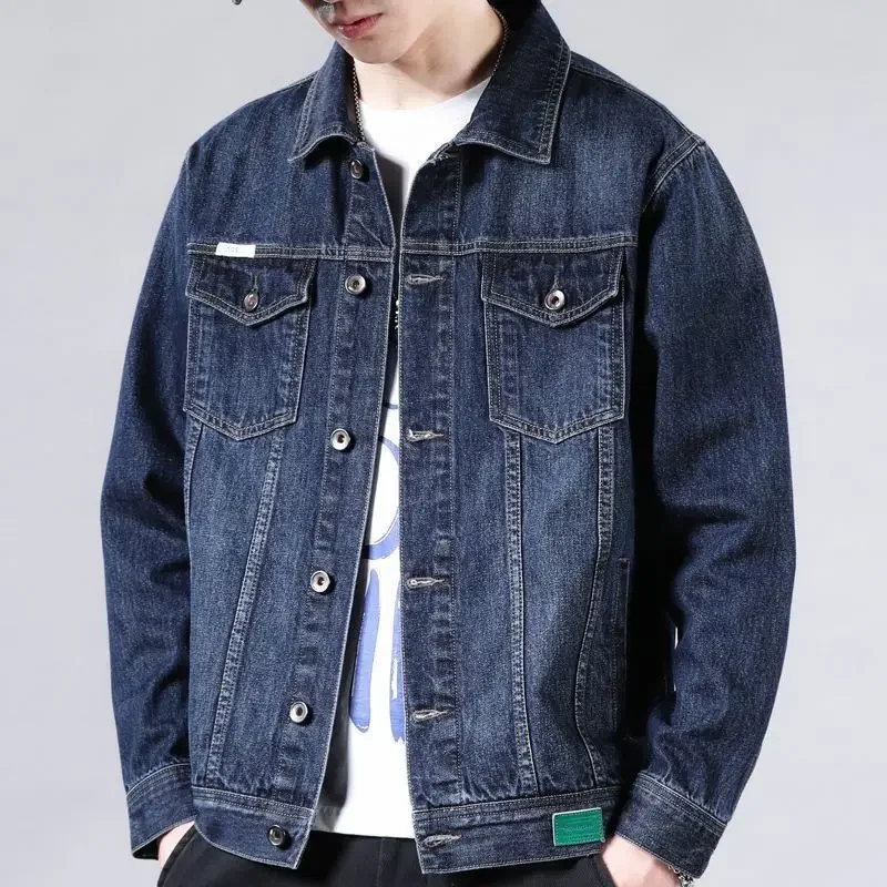 thumbnail image 1 of Abrigo vaquero con cremallera en V de alta calidad para hombre, nuevo en chaquetas vaqueras, ropa de marca de lujo elástica de diseñador para hombre, prendas de vestir de moda Joker Rock, 1 of 5