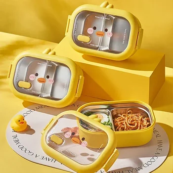 Stainless Steel Lunch Box Kids School Bento Box Kids Sealed Portable Food Container Separate Heatable Lunchbox Kitchen Organizer
