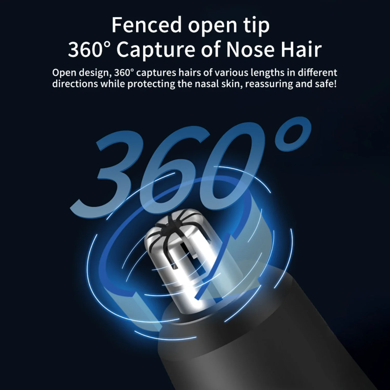 High-quality, efficient, and gentle portable black USB rechargeable mini nose hair trimmer for men. Remove unwanted hair easily  4