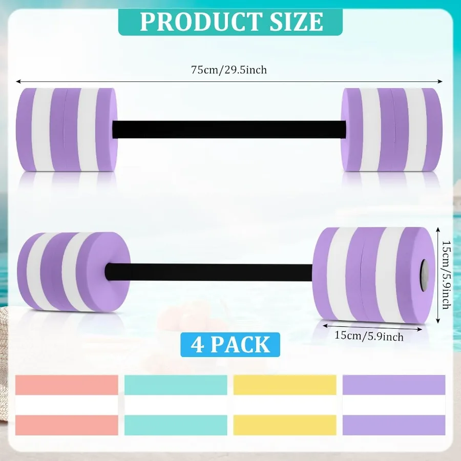 4 Pcs Water Weight Aquatic Exercise Dumbbells for Pool Macaron Color Aerobics Equipment EVA Foam Dumbbells Set Aquatic Exercise