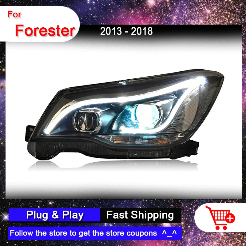SUBARU Forester용 업그레이드된 자동차 헤드라이트, 2013 2018 LED DRL 전방 신호등, 바이 크세논 렌즈 프로젝터, 자동차 액세서리