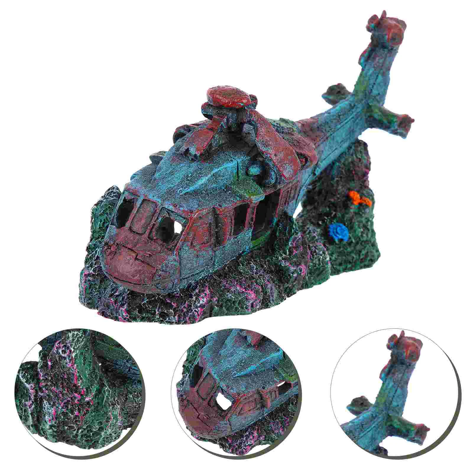 

Fish Tank Landscaping Decoration Simulated Fighter Shipwreck Decors Ornament Resin Adorn Statue