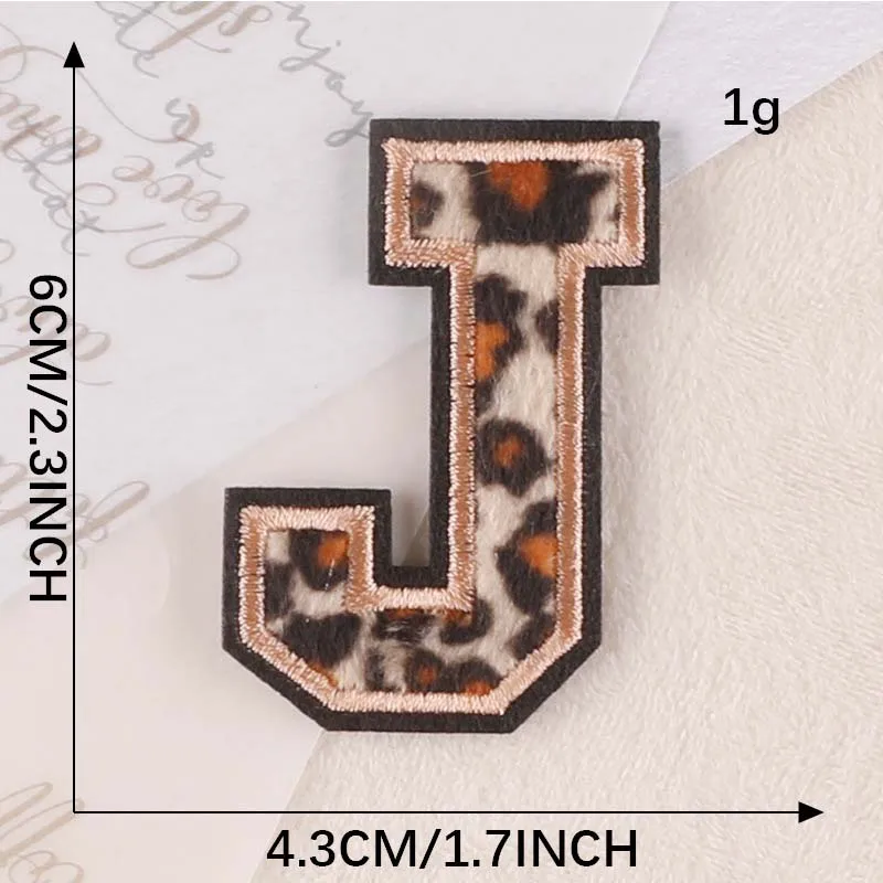 Leopard Print Embroidered Alphabet Badge Patches