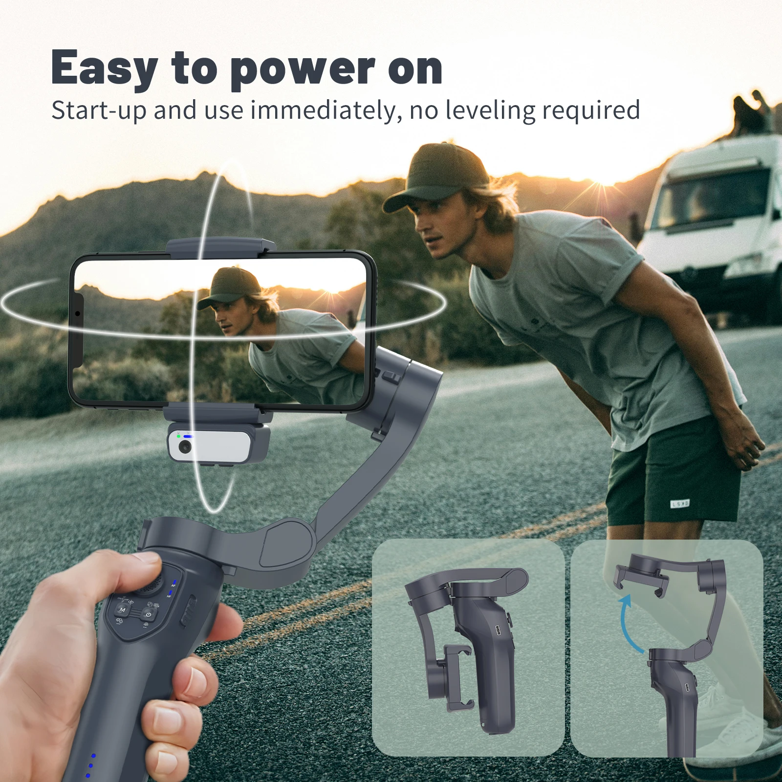 L7CPro 3-Axis Handheld Gimbal with AI Face Tracking&Fill Light Anti-Shake Stabilizer for iPhone/Android Perfect for Vlog