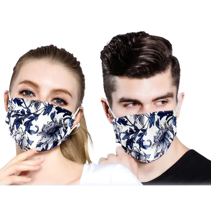 Elegant 100% Natural Real Silk Double Layer Breathable Face Mask with UV Protection - Dustproof and Washable
