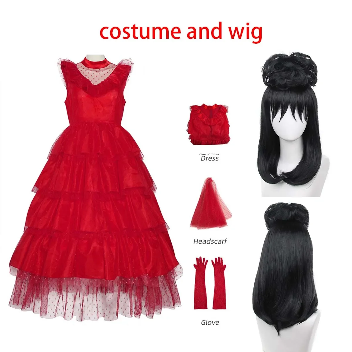 open lace back dress Lydia Deetz Wedding Dress Costume for Adults - Beetlejuice main image 1