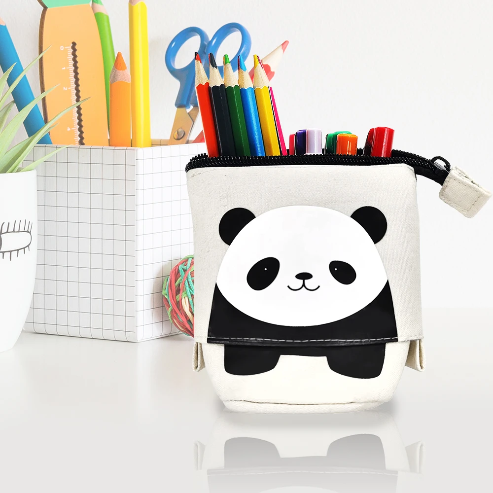 Pencil Case Standing Telescopic Pencil Holder Kawaii Stand Up Spacious Pouch Portable Bag for School