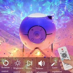LED Star Projector Remote Control Starry Night Lights Projector With White Noise Music Speaker For Bedroom Holiday Gifts