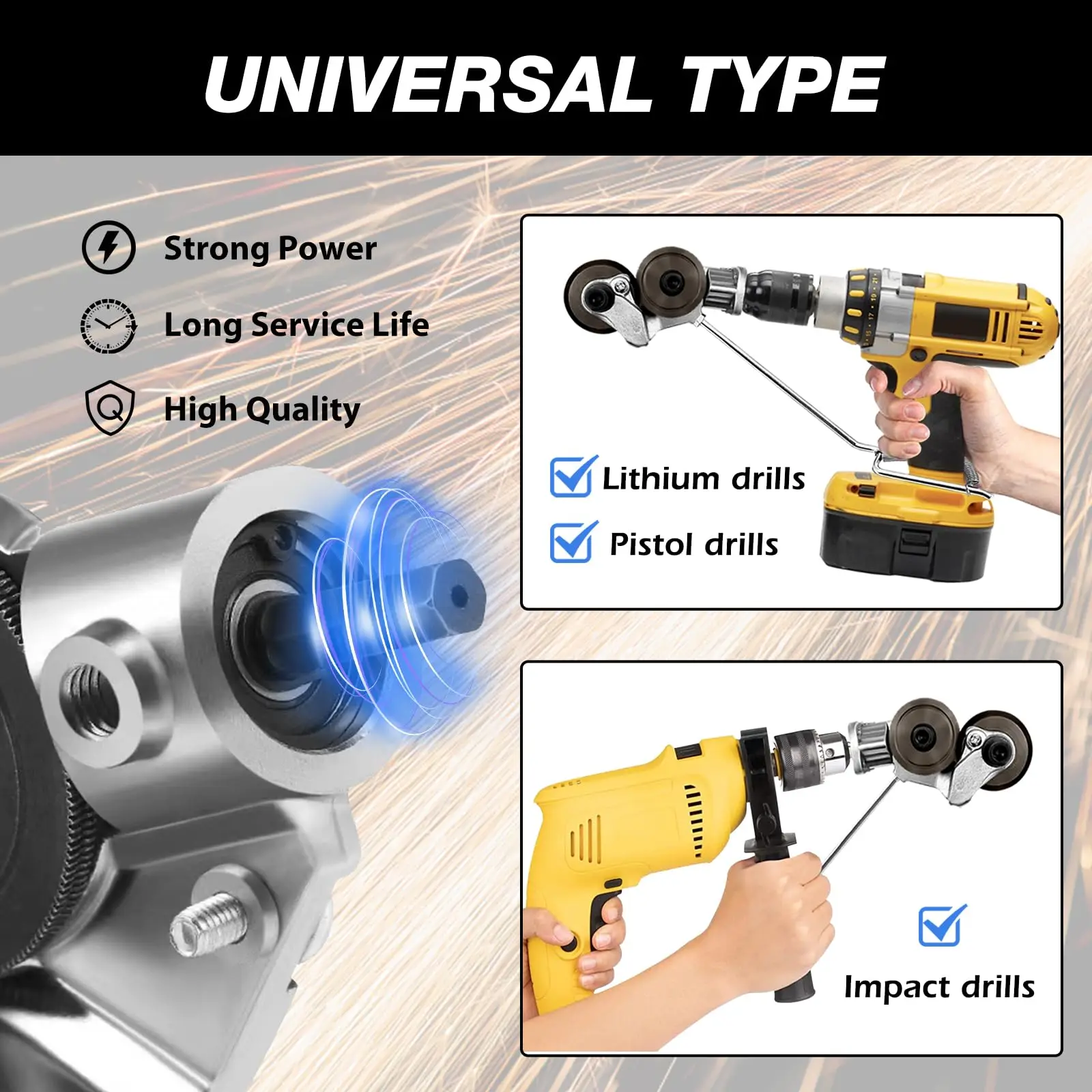 Electric Drill Plate Cutter, Metal Nibbler Drill Attachment Electric Drill  Refitting Plate Shears Double Headed Metal Cutter Precise Cutting Plate