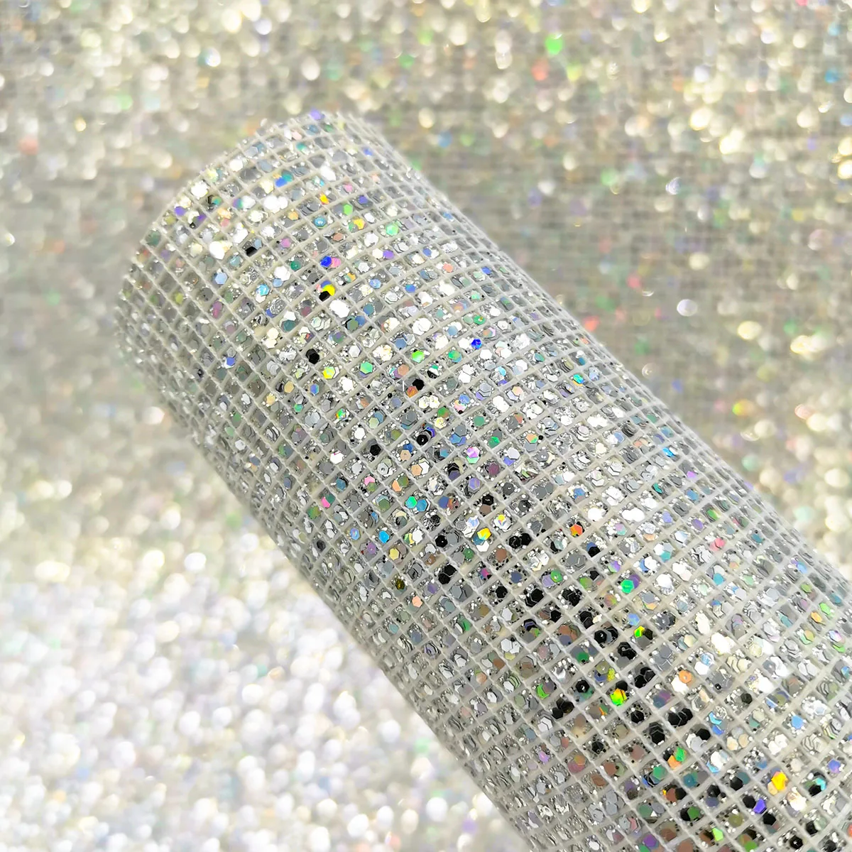 Hologram Iridescent Glitter PU Leatherette Sewing Fabric Grid Plaid Starry sky Chunky DIY Craft Bow GIFT Earring Decor Material