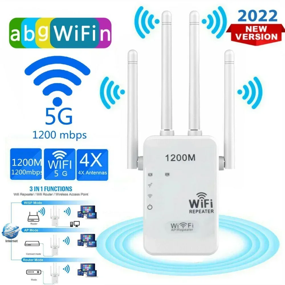WiFi Signal Booster WiFi Router 1200Mbps WiFi Range Extender Repeater Wireless Amplifier Router Signal Booster GY