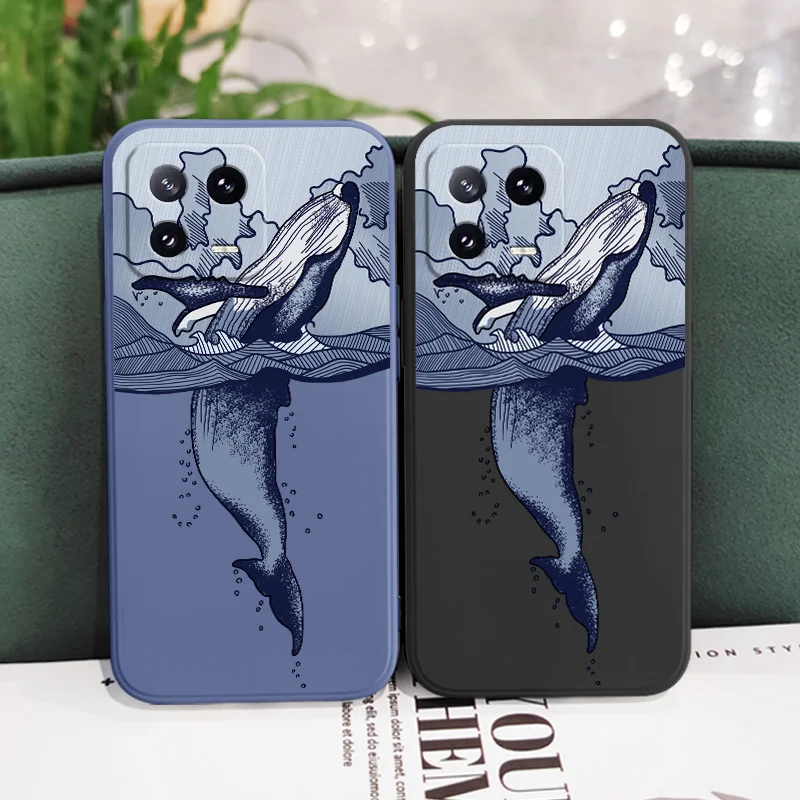 Whale Jumping Liquid Silicone Phone Case Cover