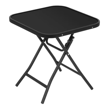 WOLTU Tavolo da esterno pieghevole Tavolo da campeggio da giardino Tavolino da balcone rettangolare con struttura in metallo Piano in vetro temperato per barbecue 1