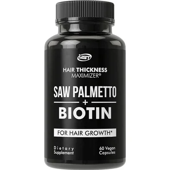 Saw Palmetto + Biotin Advanced 2-in-1 Combo for Hair Growth Supplement with Natural Saw Palmetto Extract 60 Capsules