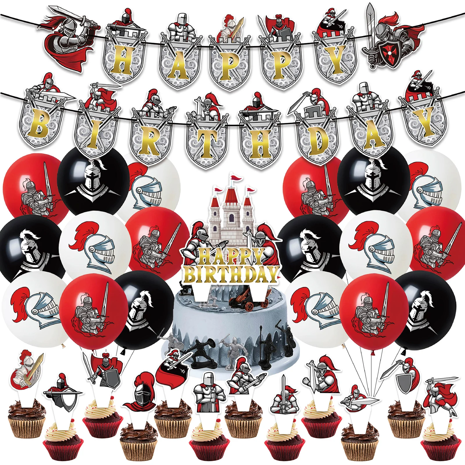 46PCS-Medieval-Birthday-Party-Decorations-Supplies-Knights-Birthday ...