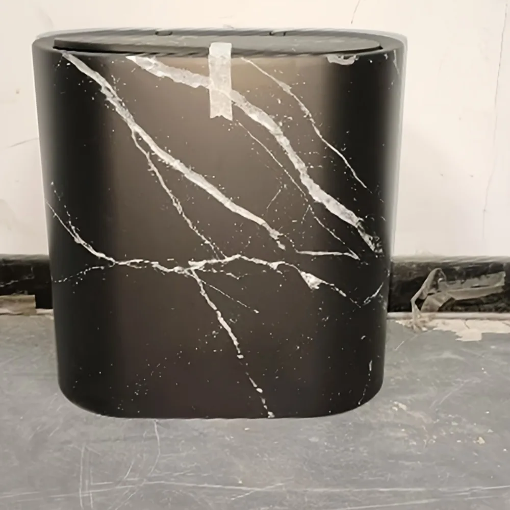 대리석 무늬의 뚜껑 있는 쓰레기통, 욕실용 작은 덮개형 쓰레기통, 좁은 쓰레기통, 현대식 가정용으로 적합