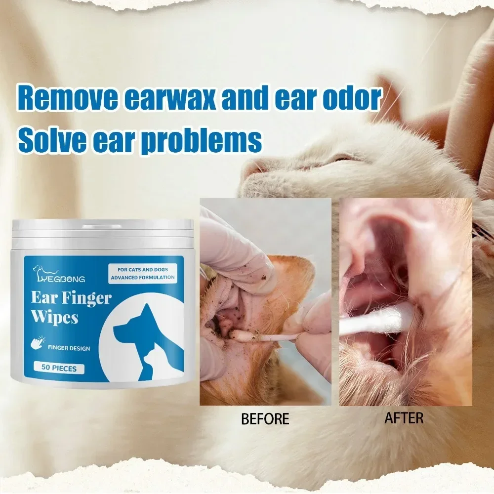Yegbong Pet cleaning finger wipes Ear care Finger cover earwax removal Ear mite ear cleaning care