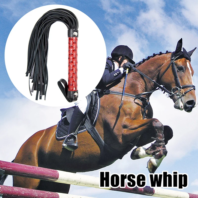 Outdoor Non Slip Leather Braided Horse Racing Whip Equestrian Riding Crops NEW 2