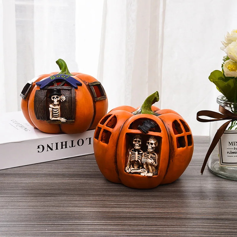 Creative Halloween Pumpkin Skull Lantern Exquisite Cabinet Table Hollowed Out Glowing Pumpkin Halloween Party Gift Decoration halloween napkin rings buckle pumpkin napkin ring napkin holder harvest party dinner halloween table decoration