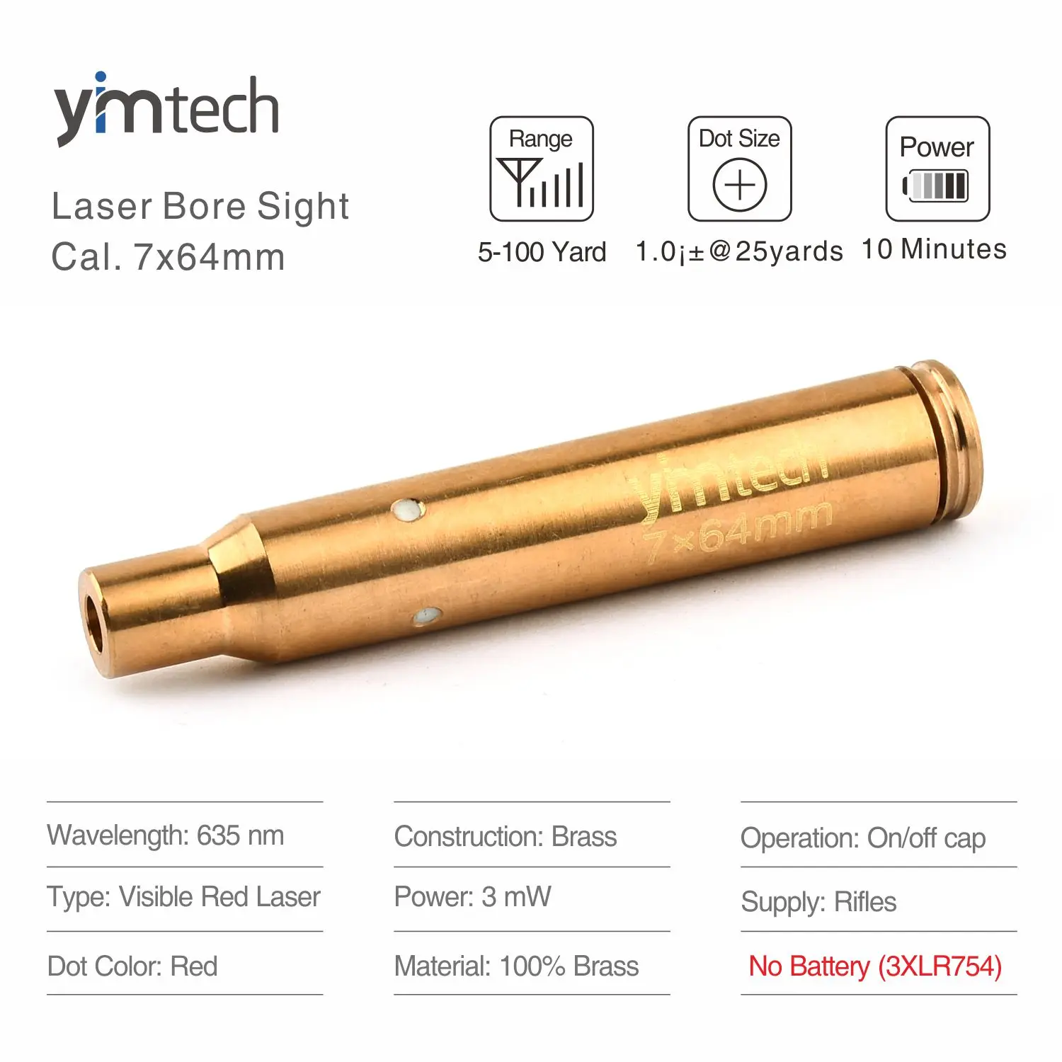 Red Dot Tactical Laser Bore Sight Brass Boresight CAL Cartridge Bore Sighter Scope .22 .223 .17 9MM (Not Included Battery) laser bore sight