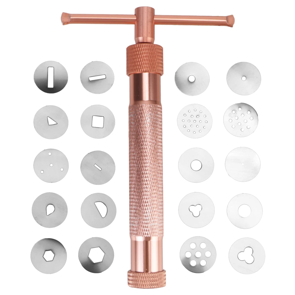 Rose Gold Polymer Clay and Fondant Extruder Tool with 20 Tips