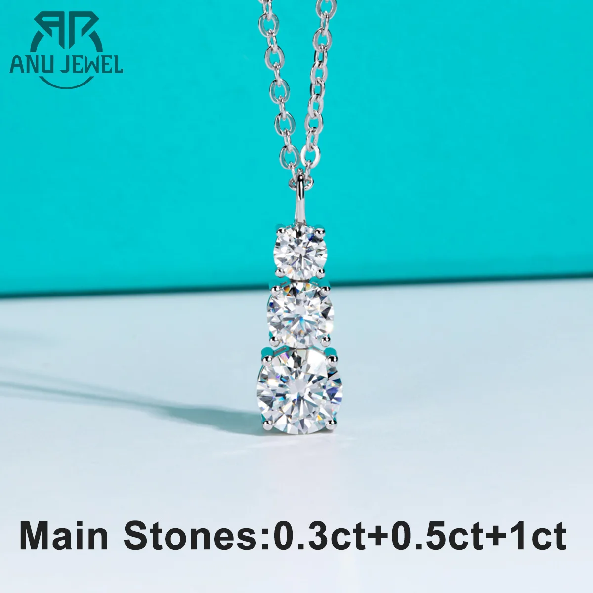 AnuJewel 1.8cttw D Color Moissanite Diamond Pendant Necklace 925 Sterling Silver For Women Fine Jewelry Gifts Wholesale