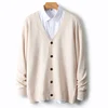 Men's V-Neck Sweater In Autumn And Winter 100% Long Sleeve Warm Knit Cardigan Loose Outer Wear Business Casual Coat Sweater. 2