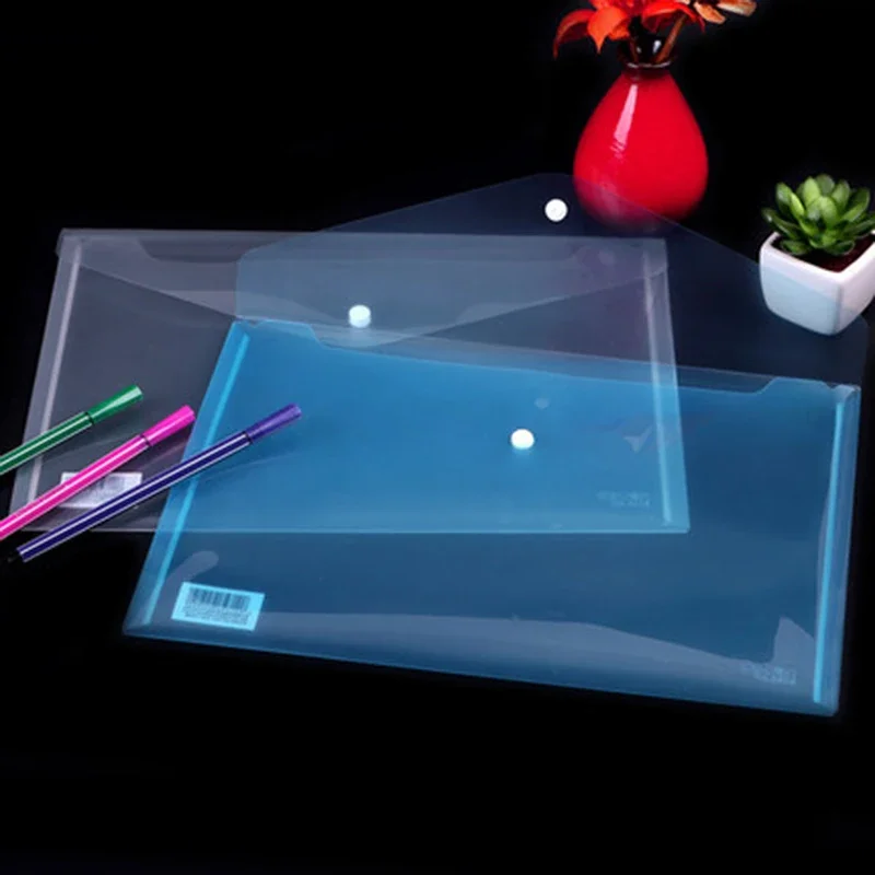 5pcs/lot Office A4 File Bags Transparent Plastic File Document Bag PVC School Folders A4 Folder for Papers