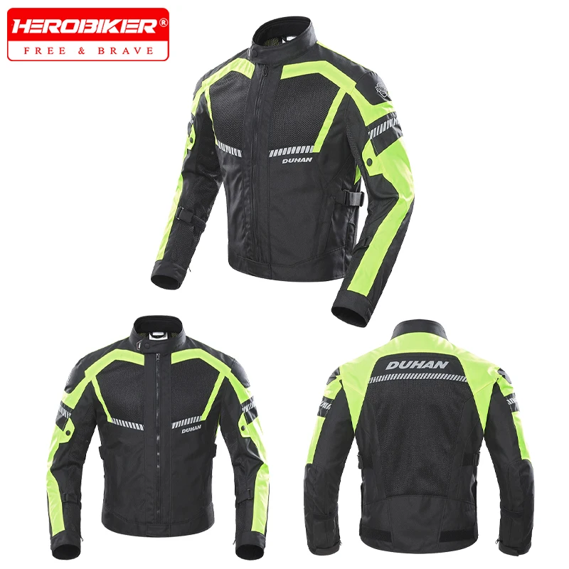 DUHAN 오토바이 자켓 남자 여름 통기성 메쉬 오토바이 자켓 모토 크로스 라이딩 자켓 Anti-fall CE Protection Moto Clothes