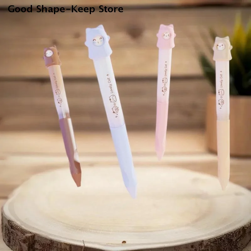 흥미로운 고양이 무늬 회전 젤 펜 0.5mm 검정색 (학교 및 사무실용)