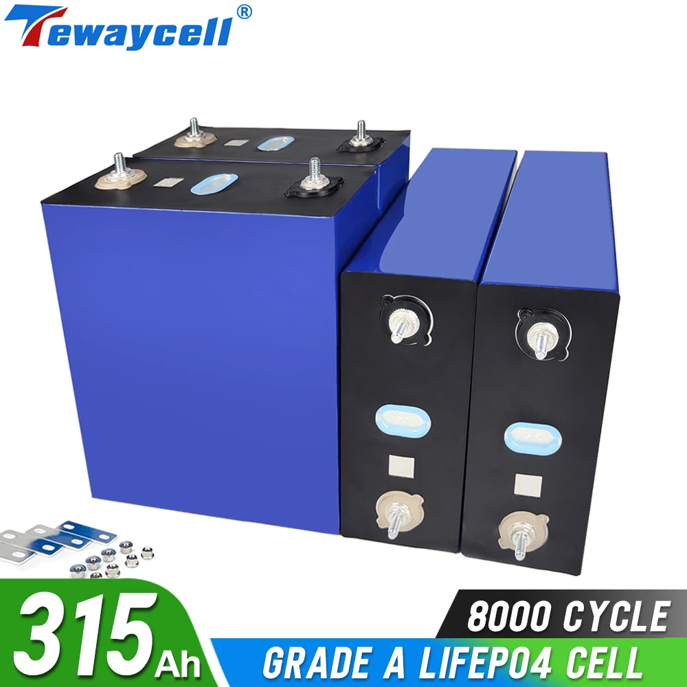 Tewaycell-3.2V 315Ah 320Ah Lifepo4 배터리 등급 A DIY 12V 24V 48V 충전식 배터리 팩, RV 보트 골프 카트 태양광 세금 없음