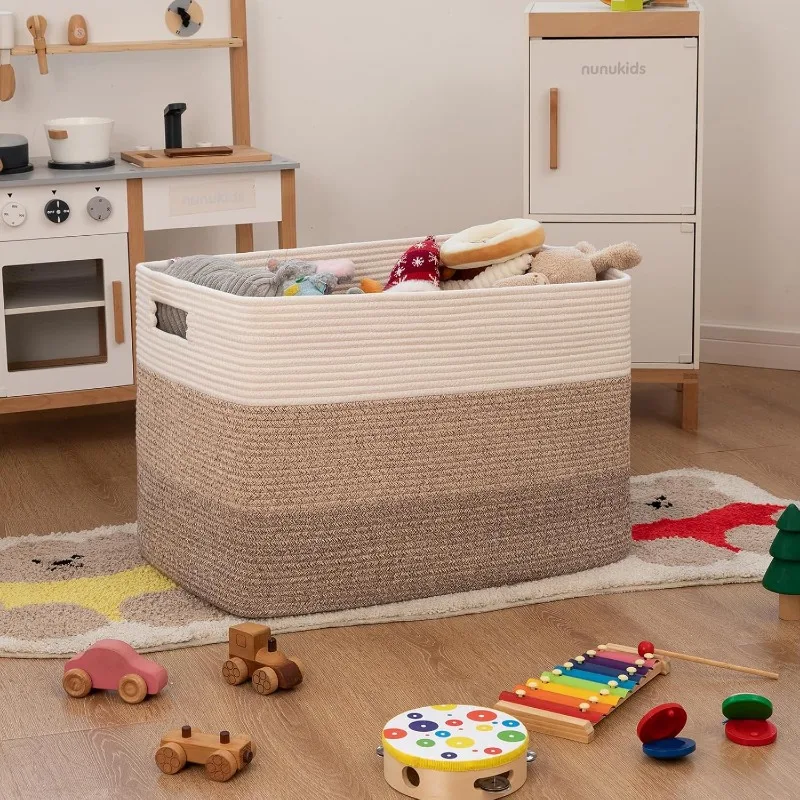 108L Super Large Blanket Basket, 25”x16”x16”(108L) Rectangle Woven Baskets for Storage 3