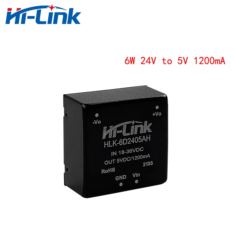 

Free Ship 2pcs/lot Hi-Link 24V to 5V 1200mA output power supplies Input HLK-6D2405AH 85% efficiency isolated dc dc power module