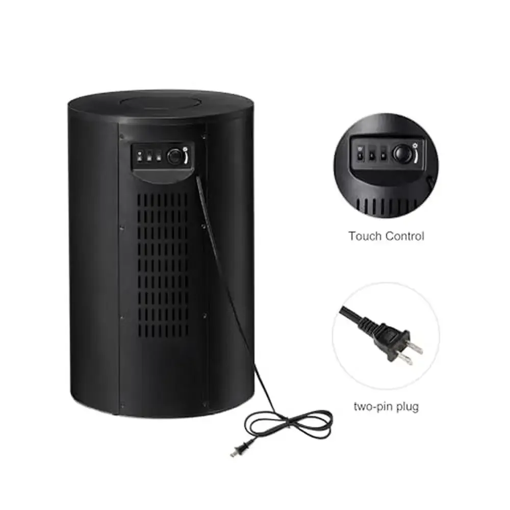 3D Flame Log Electric Fireplace Heater Stove 25.5" Black Freestanding Design Silent Heater