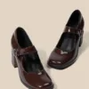 Retro Style Thick Heel Women Square Toe Mary Jane Shoes Fashion Shallow Pu Leather Shoes Ladies Comfort Office Pumps 4