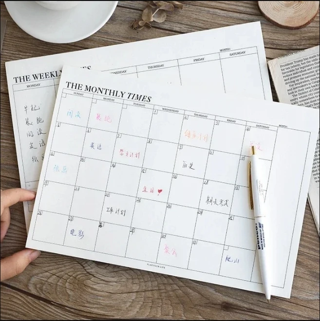 Schedule Notebook Weekly Planner Monthly Undated Agenda A5 Study Planner Korean Stationery
