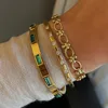CARLIDANA Delicate Wholesale Custom Non Tarnish 18K Gold Plated Stainless Steel Bracelet Chunky Geometric Inlaid Crystal Bangle 3