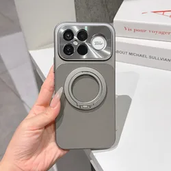 Luxury PU Leather & PC Magnetic Protective Case with Ring Stand for Poco F9 Pro (Gray)