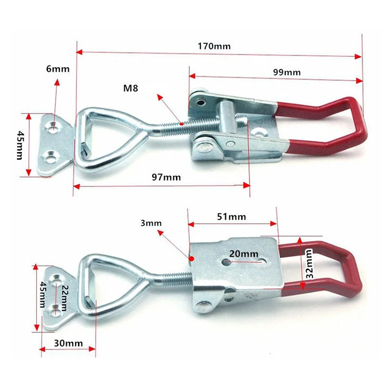 304 Stainless Steel Toggle Clamp Adjustable Door Bolt Type Fixture Quick Box Buckle Clamp Doors Household Appliances Hand Tools