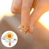 Opening Adjustable Spinning Sunflower Bee Release Stress Ring Rotatable Zircon Copper Finger Ring For Women Fashion Jewelry 1