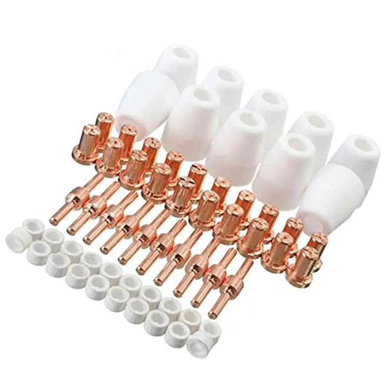 

60 Pcs/Set Ceramic + Red Copper Air Plasma Cutting Cutter Consumables Extended TIP Nozzles Electrode For PT31 LG40 Torch CUT-50D