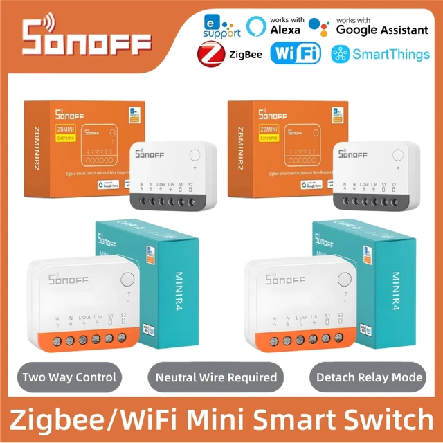 SONOFF ZBMINIR2/MINIR4 ZigBee/WiFi มินิสมาร์ทสวิทช์ถอดโหมดรีเลย์ Neutral Wire ต้องใช้ทํางานร่วมกับ Alexa Google Smartthings 1
