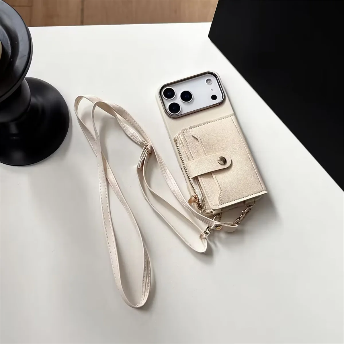 Premium Wallet Strap Phone Case with Card Slots - Crossbody Lanyard PU Leather Silicone Cover