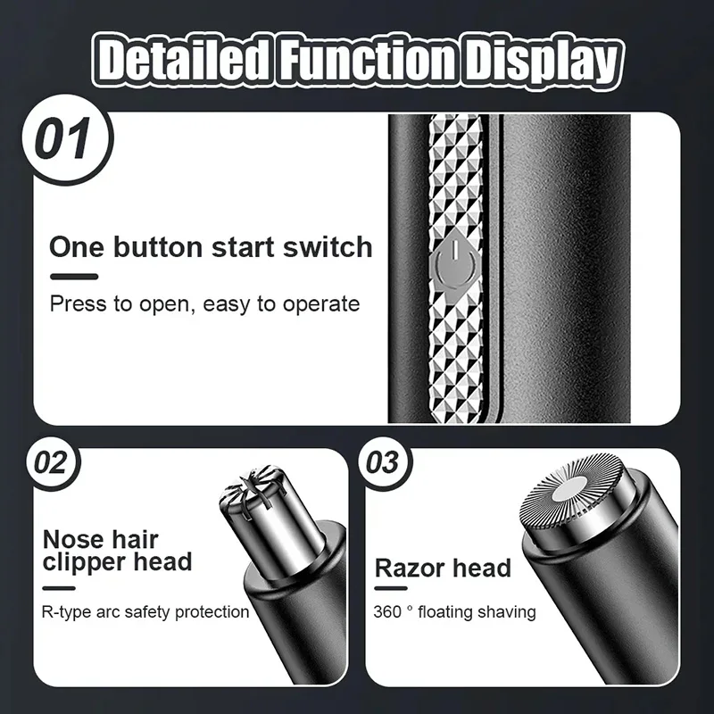 Xiaomi Electric Nose Hair Clipper Rechargeable Multi-kinetic Shaving 2 in 1 Unisex Fully Automatic Washable Shaving Nose Trimmer 6