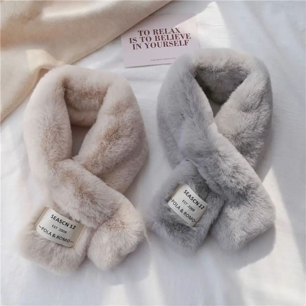 Winter Warm Cross Scarf Solid Color Soft Neck Scarf Thickened Neckerchief Wrap Autumn Winter
