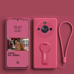 Silicone Soft Phone Case with Holder - Versatile Design for Honor X9C (Light Red)