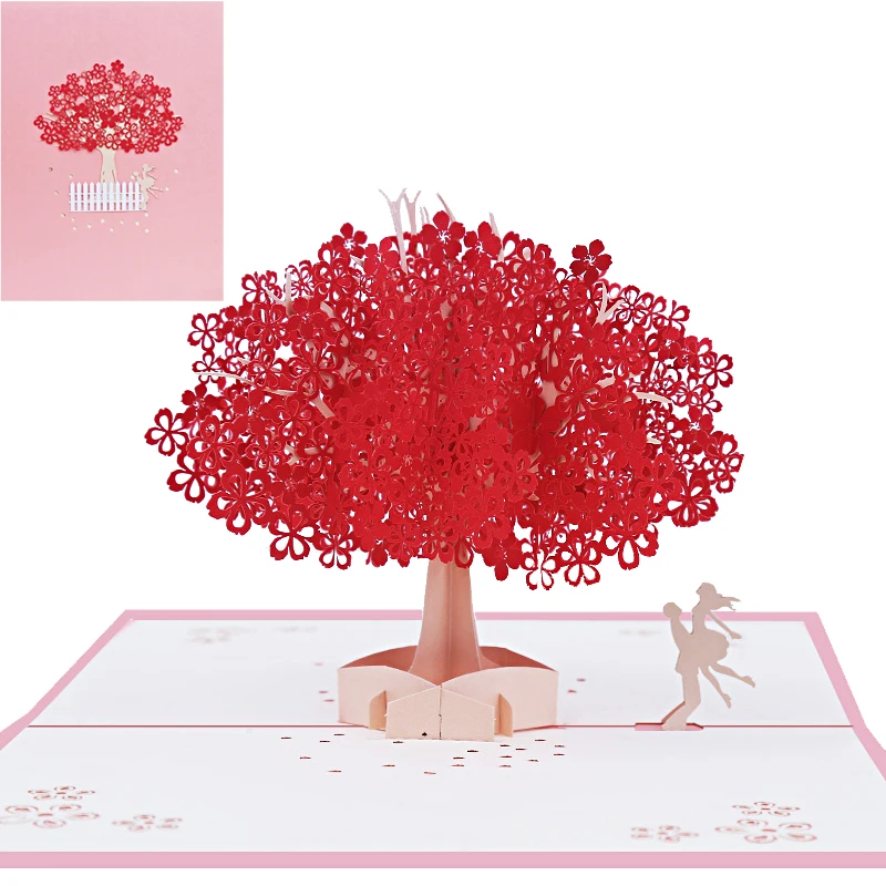 3D Sakura Cherry Blossom Pop Up Greeting Card, Valentine's Day, Thank You Cards, Wedding Invitation, Missing You Card, Gifts
