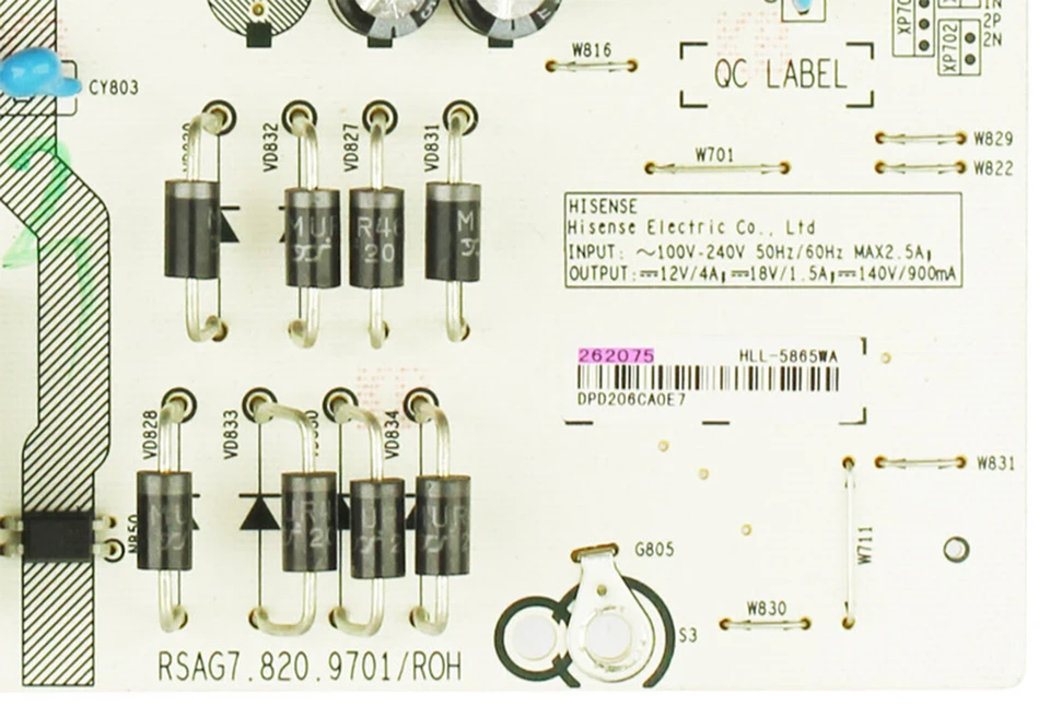 thumbnail image 2 of Replacement Power Supply Board For Hisense 70H6570G & 70A6G TVs - Model 262075 HLL-5865WA 2 of 10